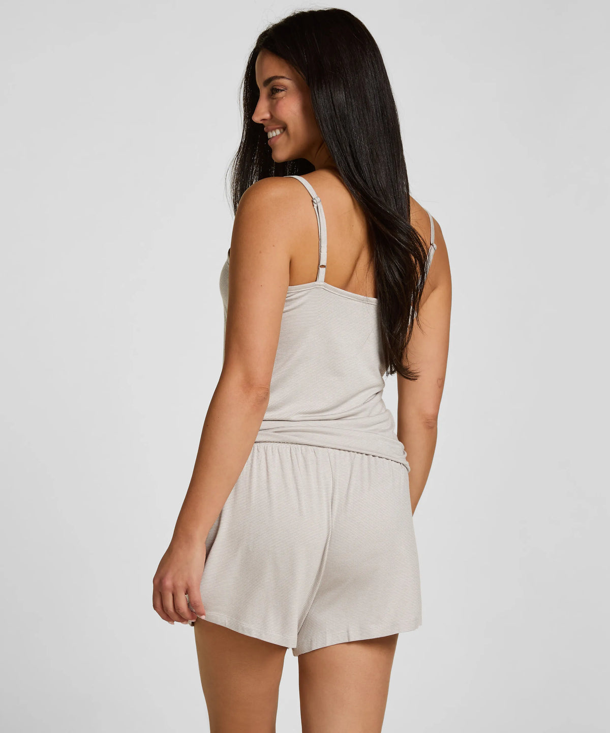 Hunkemoller Vapor Blue Women Pyjama Set Striped Henley SKU: 306214_Vapor Blue Image 04