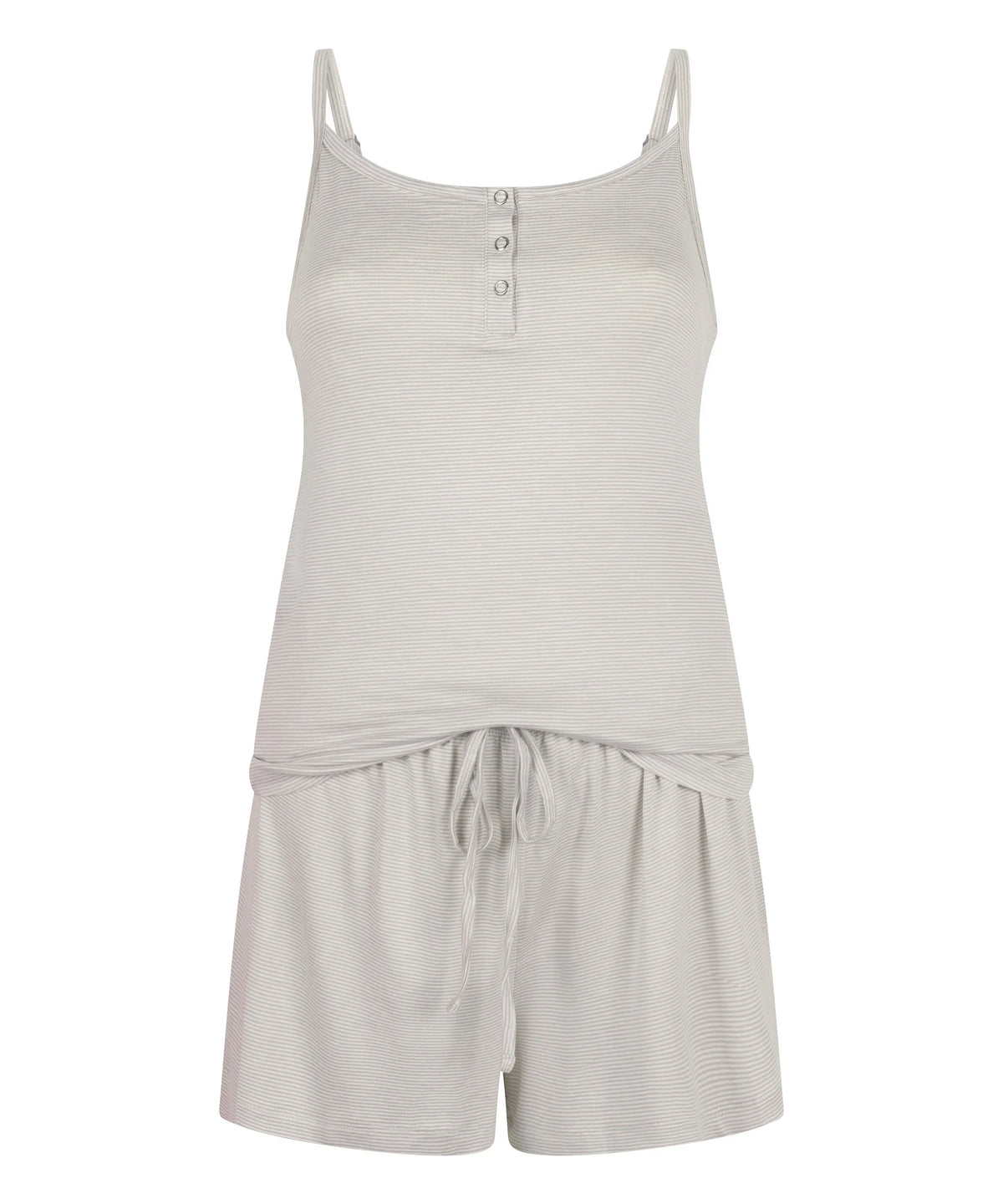 Hunkemoller Vapor Blue Women Pyjama Set Striped Henley SKU: 306214_Vapor Blue Image 05