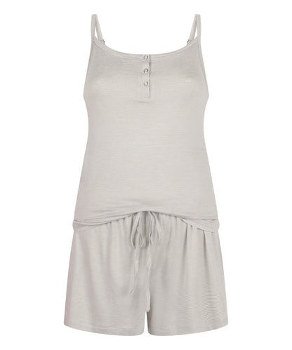 Hunkemoller Vapor Blue Women Pyjama Set Striped Henley SKU: 306214_Vapor Blue Image 05