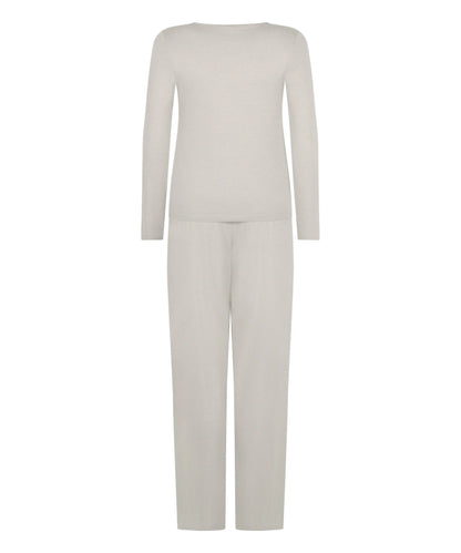 Hunkemoller Vapor Blue Women Pyjama Set Striped Henley SKU: 306215_Vapor Blue Image 06