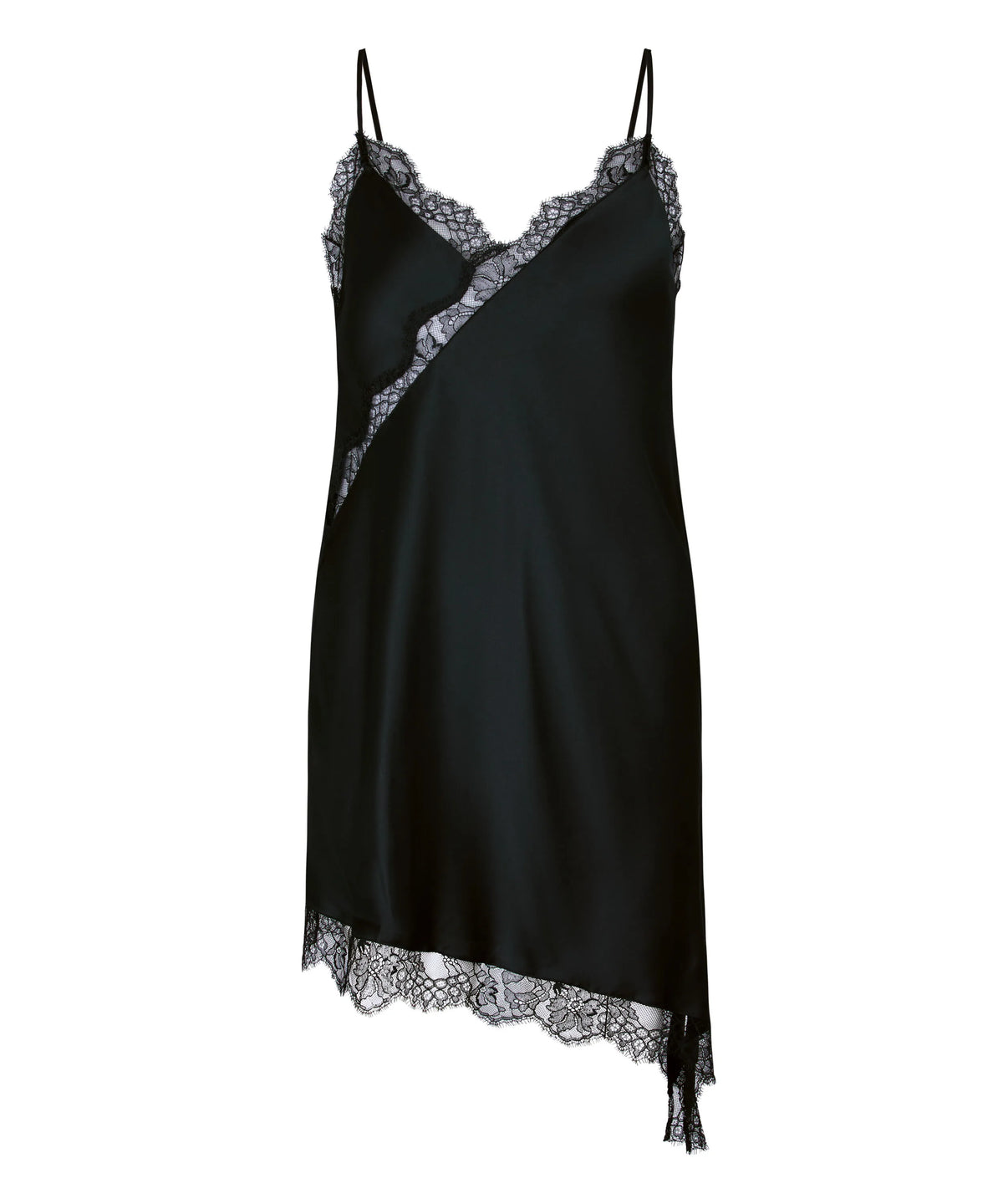 Hunkemoller Caviar Women Slipdress Asymmetric SKU: 306218_Caviar Image 04