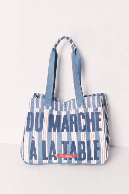 Women Secret Light Blue Women Striped Cotton Shopper Bag SKU: 3063296_16 Image 04