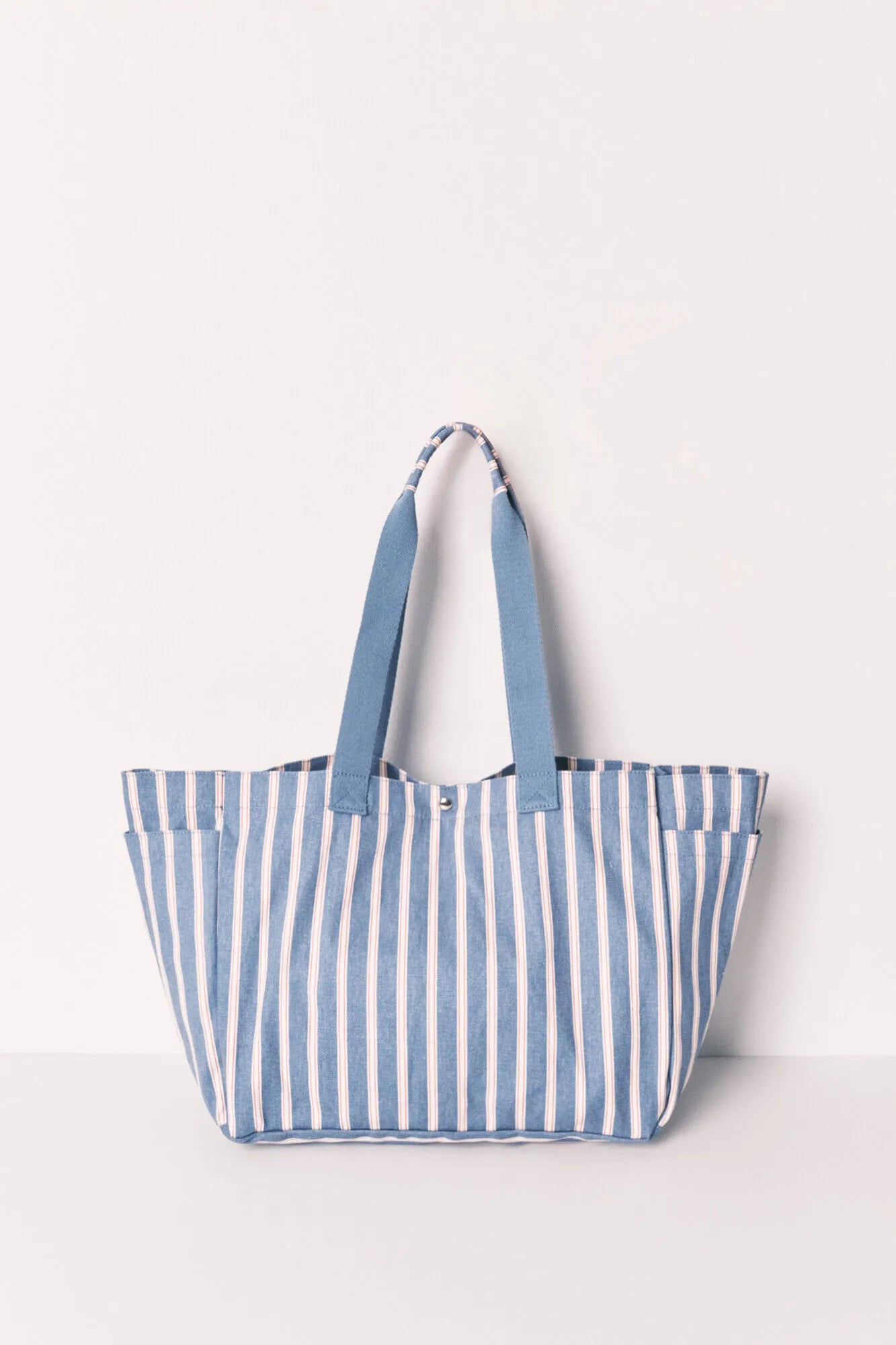 Women Secret Light Blue Women Striped Cotton Shopper Bag SKU: 3063296_16 Image 05
