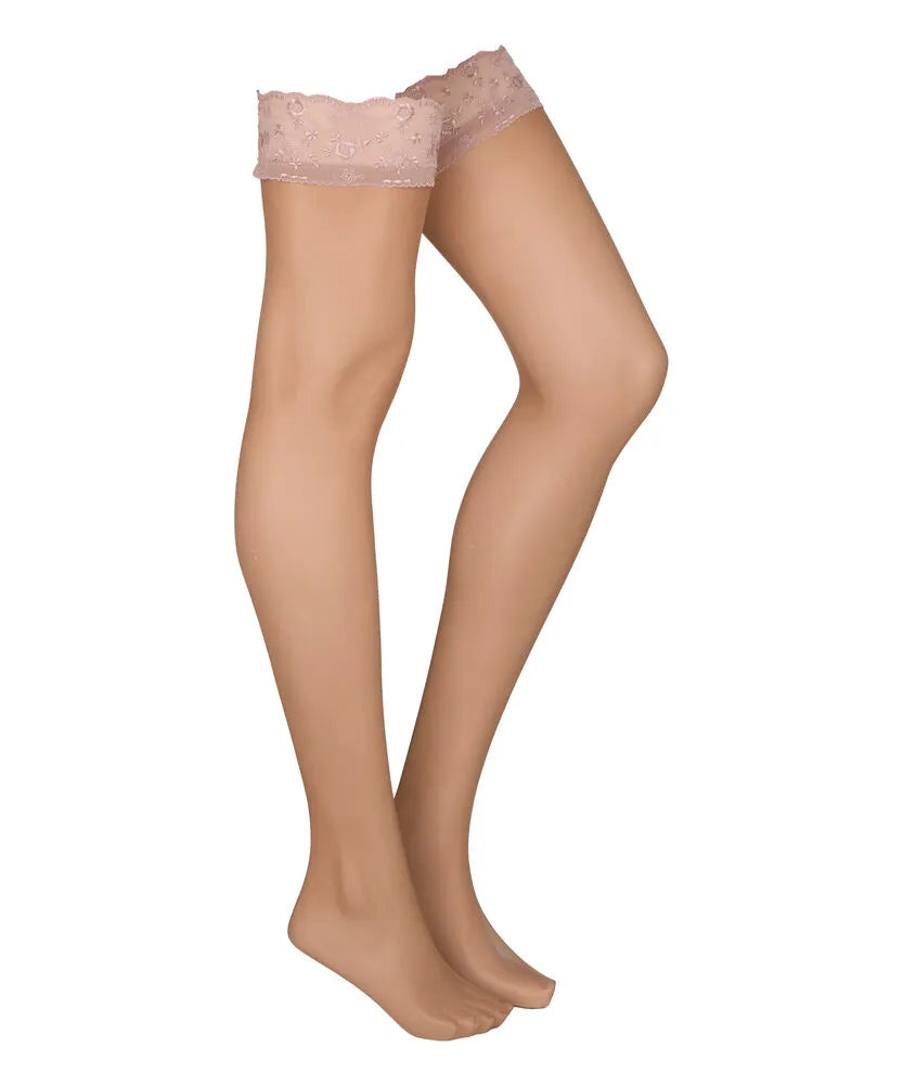 Hunkemoller Adobe Rose Women Stay Up 15 Denier Brigitte SKU: 306330_Adobe Rose Image 05