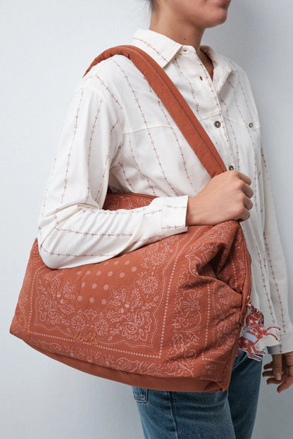 Women Secret Medium Brown Women Bandana Print Puffer Large Handbag SKU: 3064310_31 Image 03
