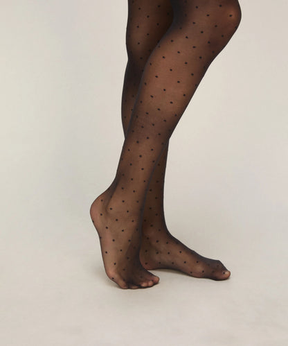 Hunkemoller Black Women Stay Up 15 Denier Dots SKU: 306915_Black Image 03