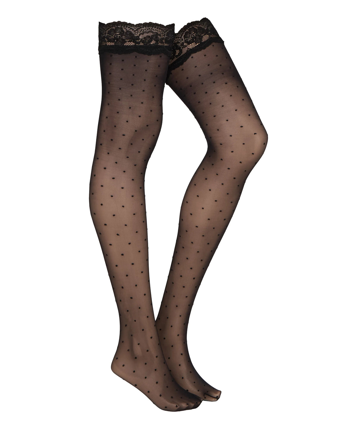 Hunkemoller Black Women Stay Up 15 Denier Dots SKU: 306915_Black Image 05