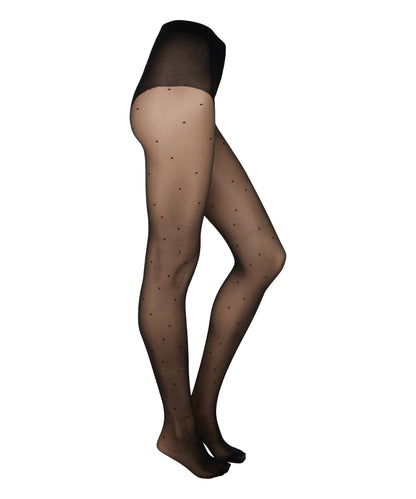 Hunkemoller Black Women Tights 15 Denier Dots SKU: 306936_Black Image 06