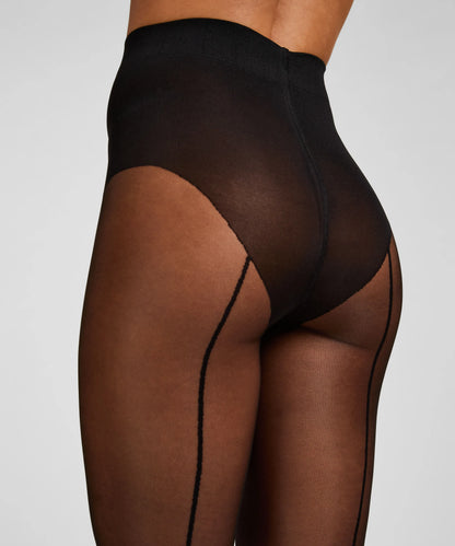 Hunkemoller Black Women Tights 15 Denier Backseam SKU: 306937_Black Image 02