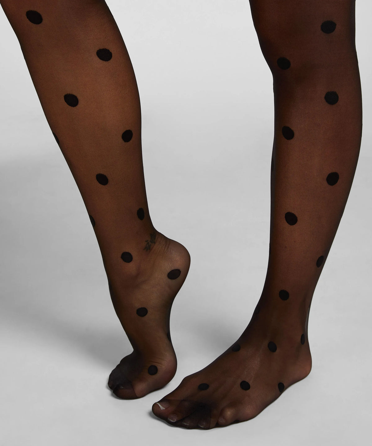 Hunkemoller Black Women Tights 15 Denier Dots SKU: 306948_Black Image 03