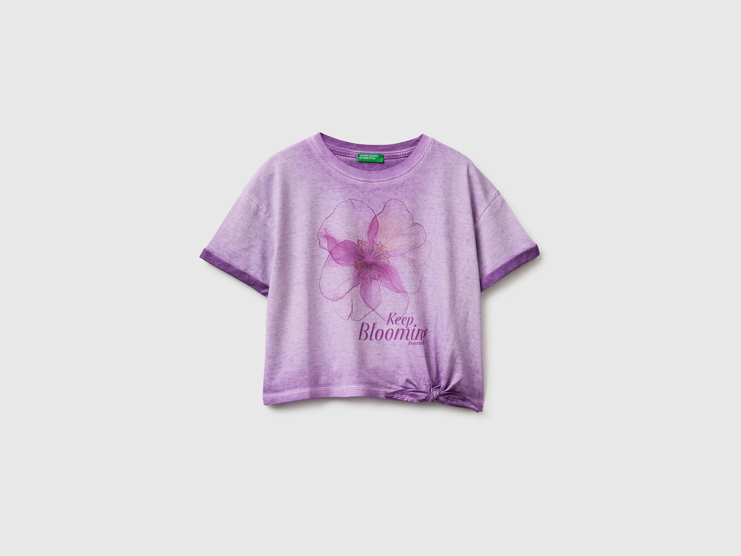 Benetton Purple Girls T-Shirt with Print and Knot SKU: 3085C10T3_63L Image 01