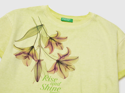Benetton Yellow Girls T-Shirt with Print and Knot SKU: 3085C10T3_6M4 Image 03