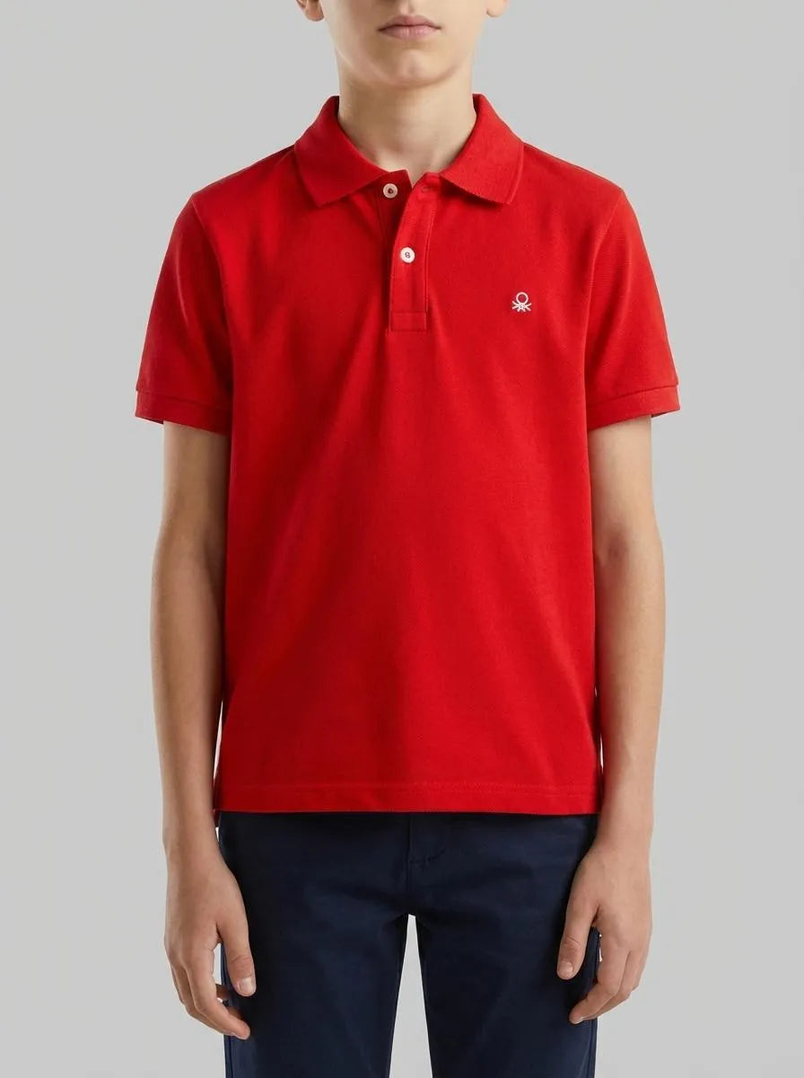 Benetton Red Boys Slim Fit Polo in Pure Cotton SKU: 3089C300Q_015 Image 00