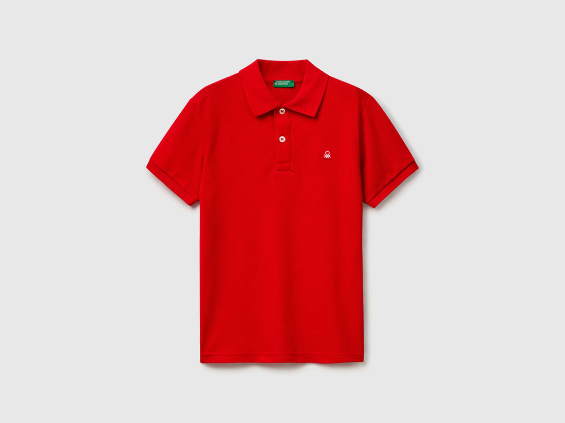 Benetton Red Boys Slim Fit Polo in Pure Cotton SKU: 3089C300Q_015 Image 01