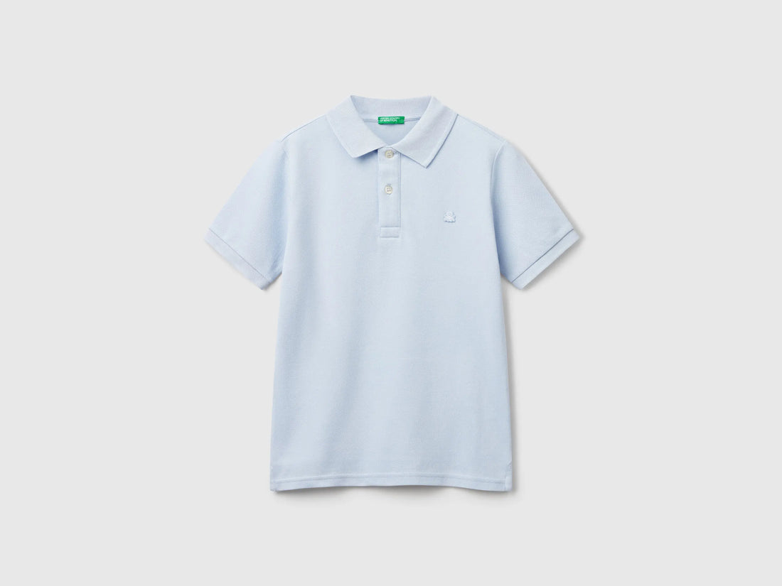 Benetton Sky Blue Boys Slim Fit Polo in Pure Cotton SKU: 3089C300Q_081 Image 01