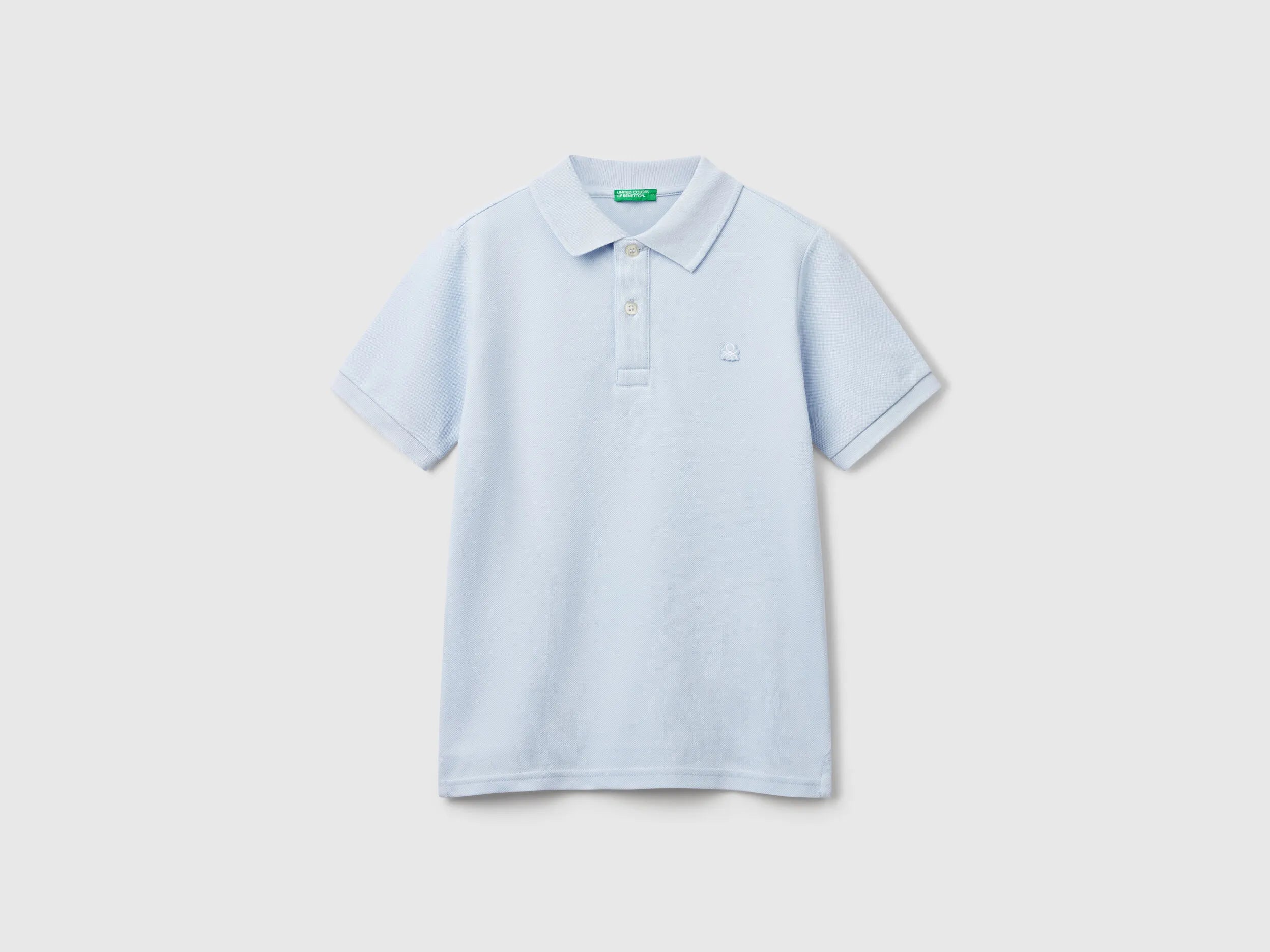 Benetton Sky Blue Boys Slim Fit Polo in Pure Cotton SKU: 3089C300Q_081 Image 01