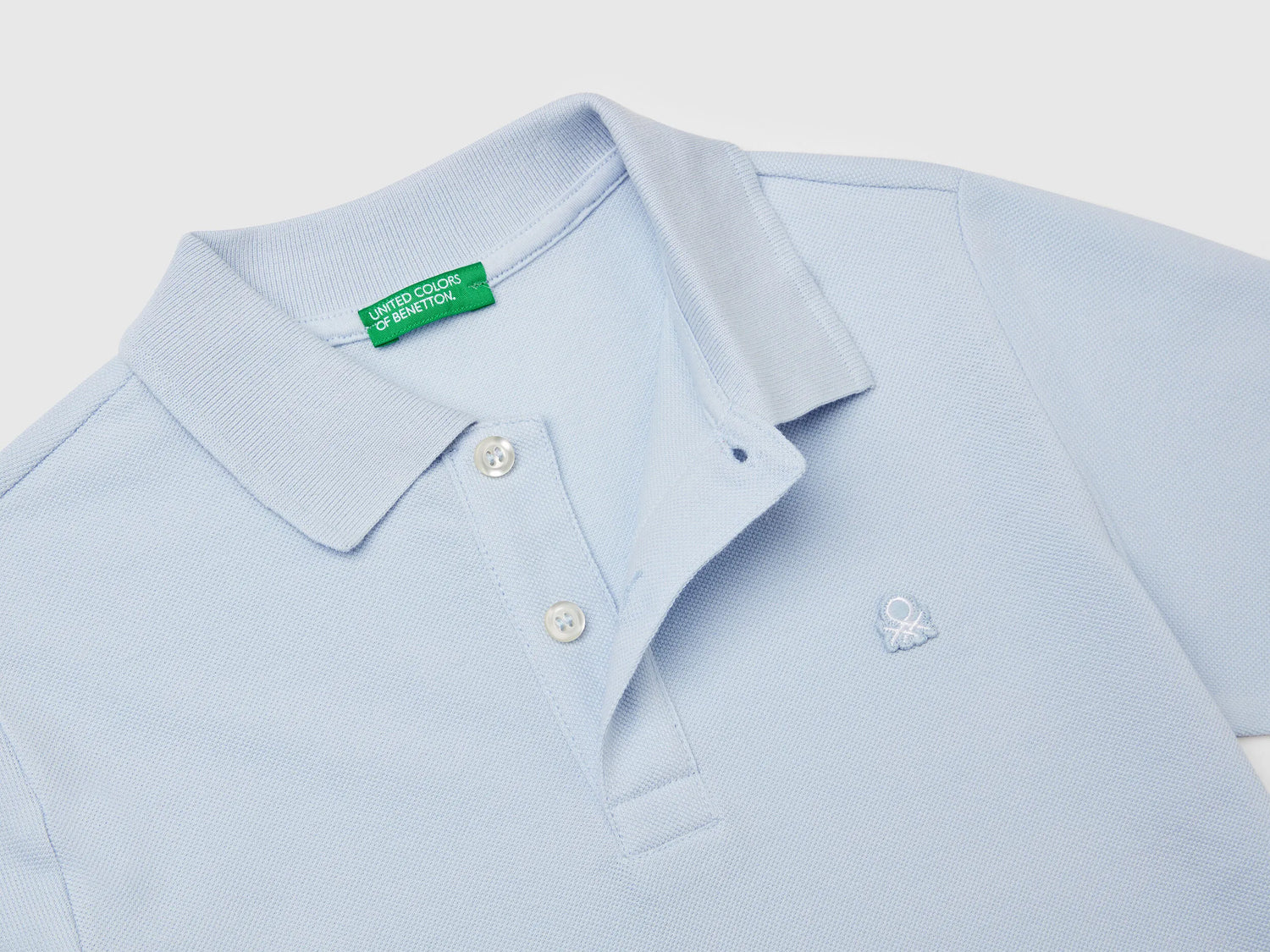 Benetton Sky Blue Boys Slim Fit Polo in Pure Cotton SKU: 3089C300Q_081 Image 03