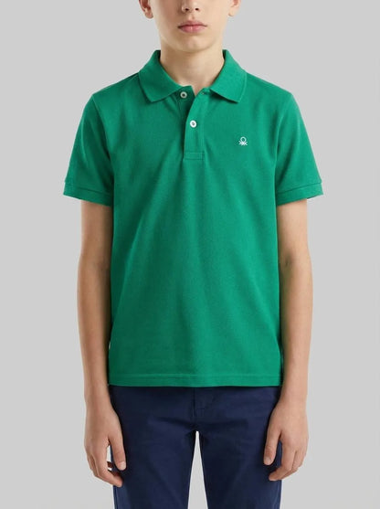 Benetton Green Boys Slim Fit Polo in Pure Cotton SKU: 3089C300Q_108 Image 00