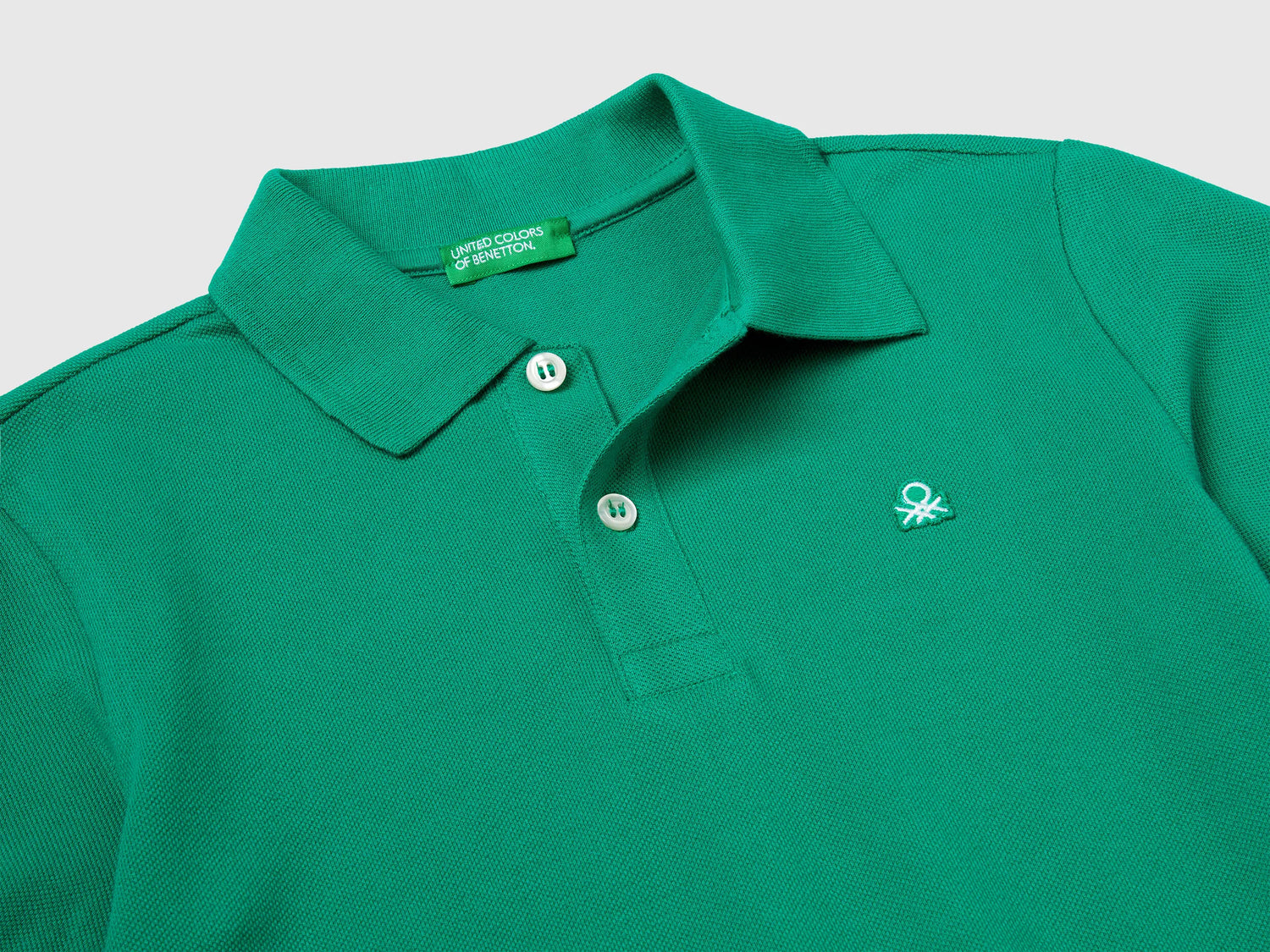 Benetton Green Boys Slim Fit Polo in Pure Cotton SKU: 3089C300Q_108 Image 03