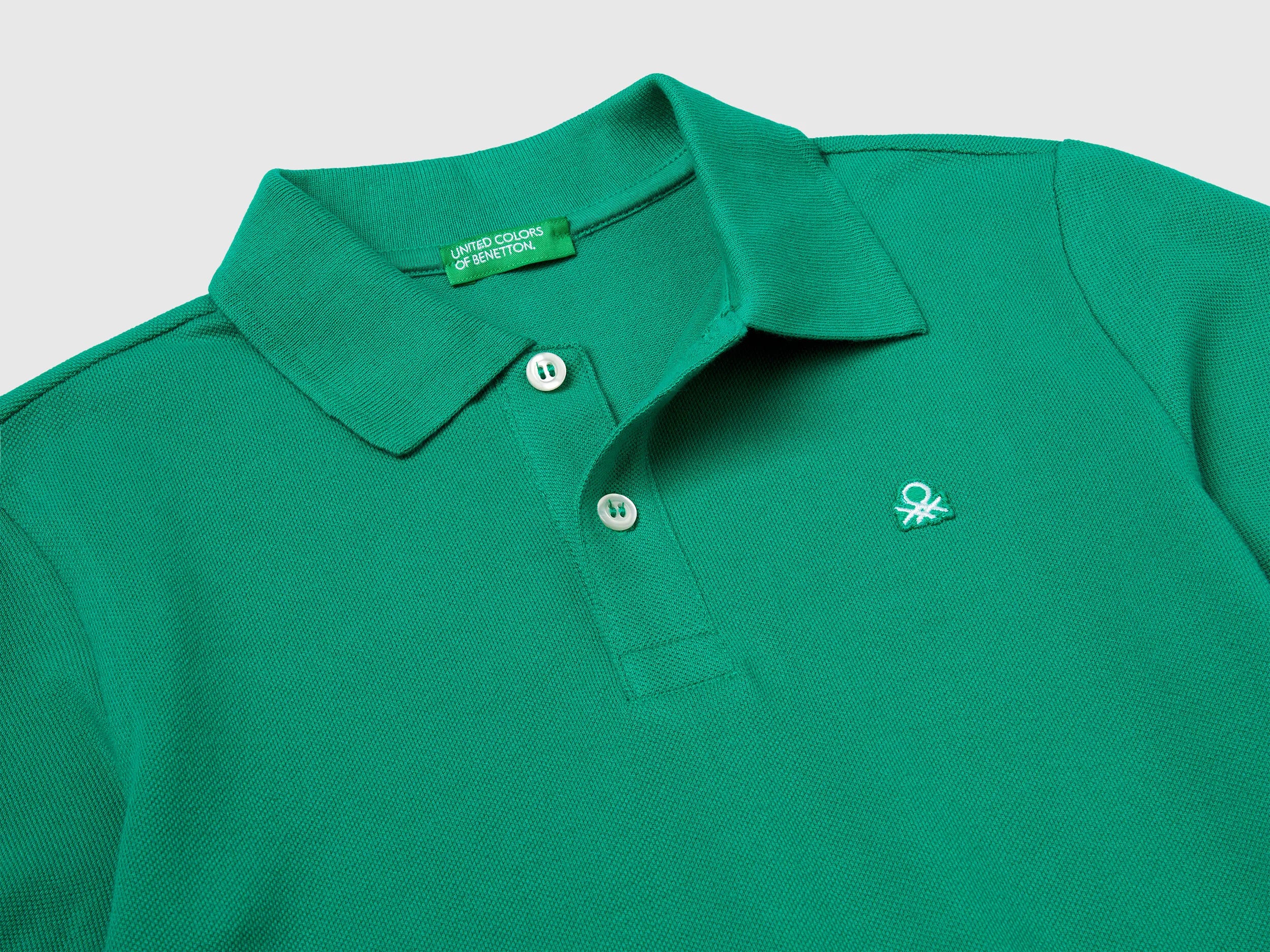 Benetton Green Boys Slim Fit Polo in Pure Cotton SKU: 3089C300Q_108 Image 03