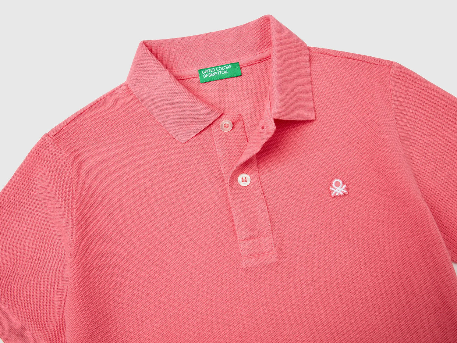 Benetton Salmon Boys Slim Fit Polo in Pure Cotton SKU: 3089C300Q_11F Image 03