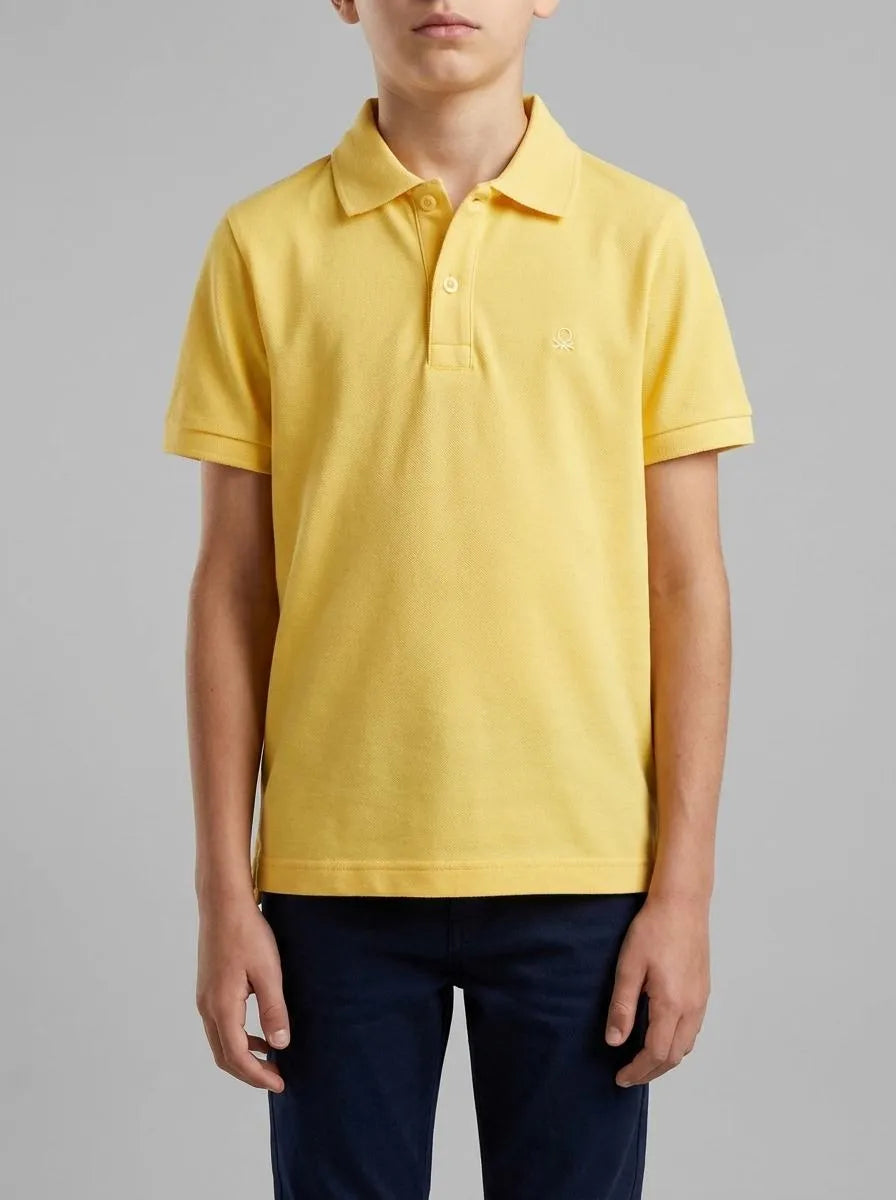 Benetton Yellow Boys Slim Fit Polo in Pure Cotton SKU: 3089C300Q_1C7 Image 00
