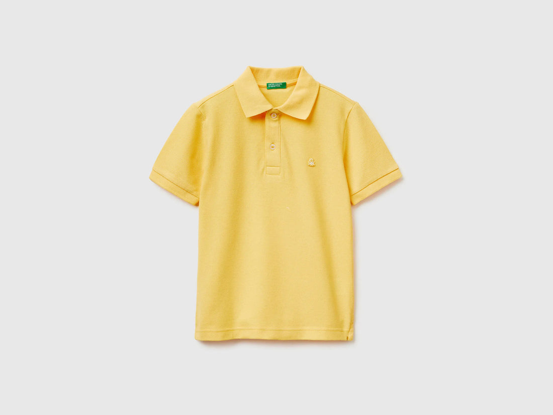 Benetton Yellow Boys Slim Fit Polo in Pure Cotton SKU: 3089C300Q_1C7 Image 01