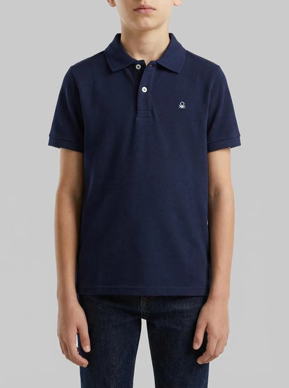 Benetton Dark Blue Boys Slim Fit Polo in Pure Cotton SKU: 3089C300Q_252 Image 00