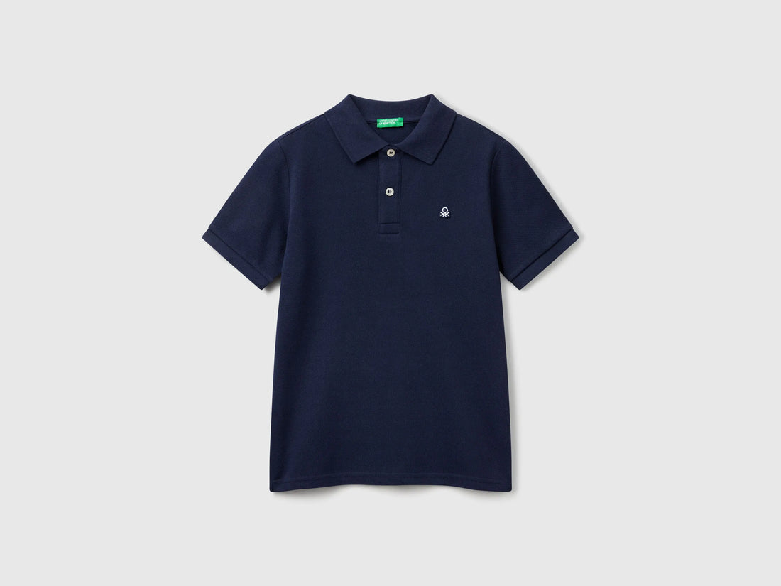 Benetton Dark Blue Boys Slim Fit Polo in Pure Cotton SKU: 3089C300Q_252 Image 01