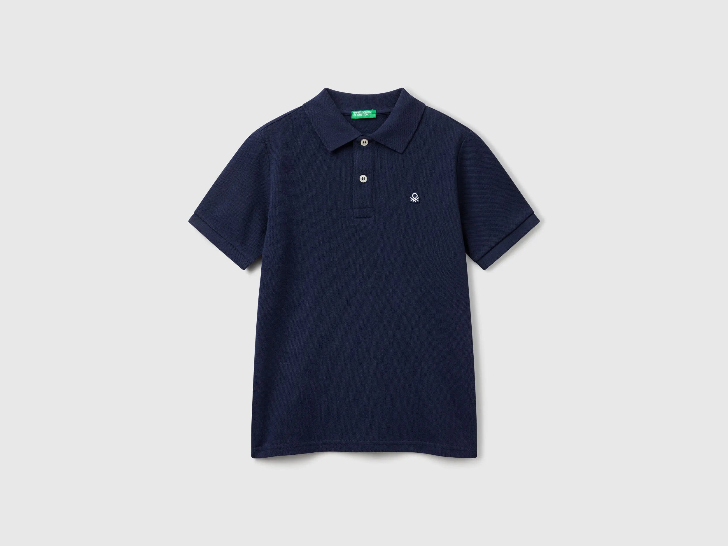 Benetton Dark Blue Boys Slim Fit Polo in Pure Cotton SKU: 3089C300Q_252 Image 01
