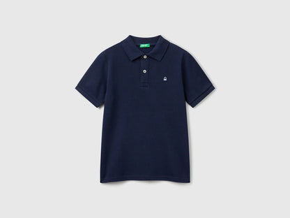 Benetton Dark Blue Boys Slim Fit Polo in Pure Cotton SKU: 3089C300Q_252 Image 01