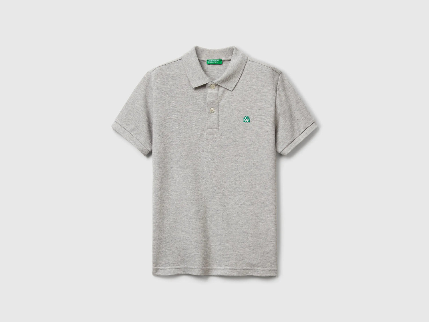 Benetton Light Gray Boys Slim Fit Polo in Pure Cotton SKU: 3089C300Q_501 Image 01