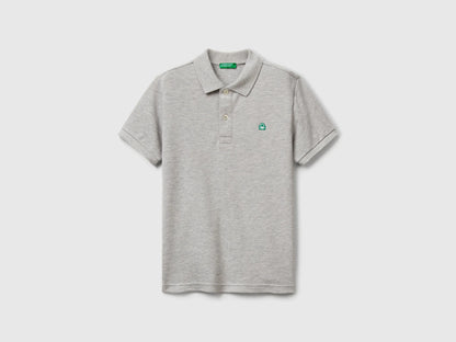 Benetton Light Gray Boys Slim Fit Polo in Pure Cotton SKU: 3089C300Q_501 Image 01