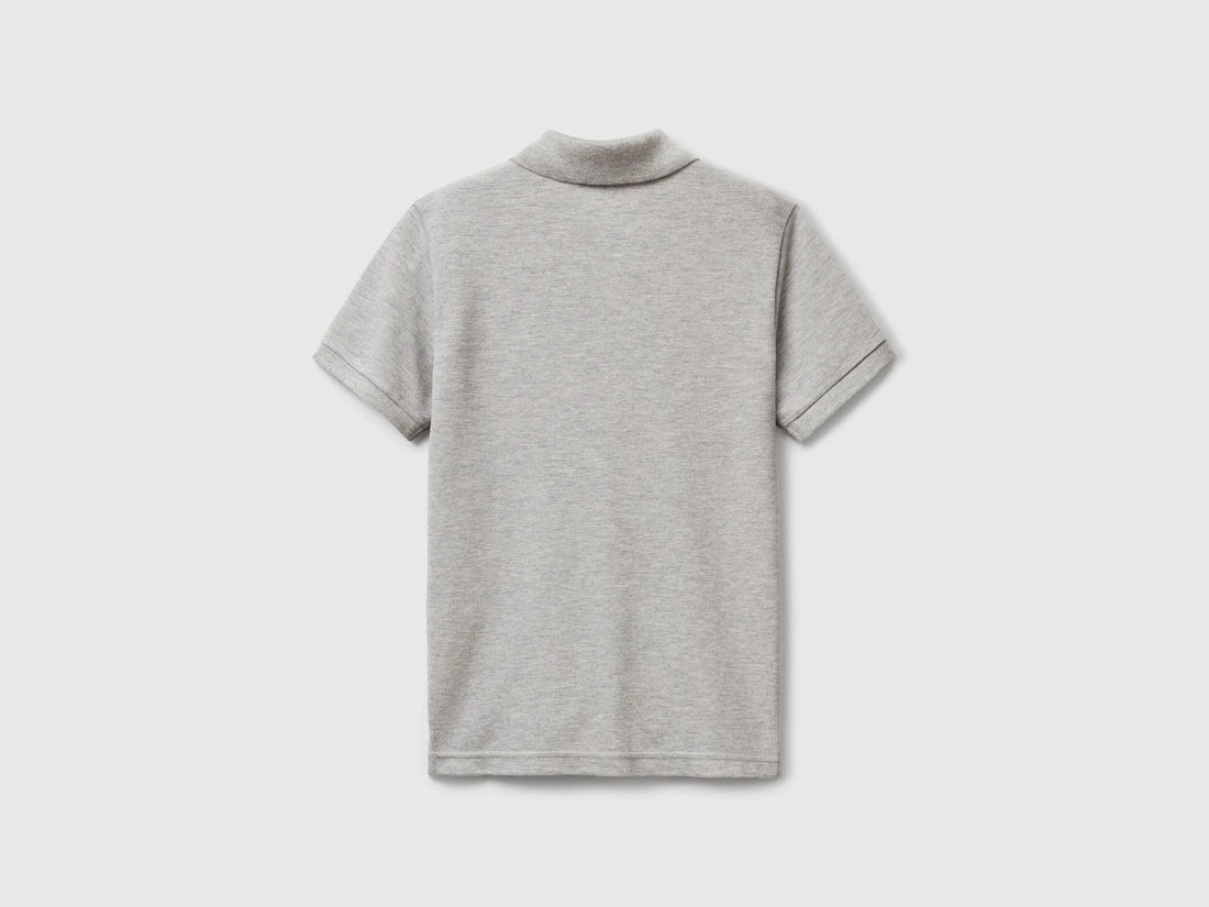 Benetton Light Gray Boys Slim Fit Polo in Pure Cotton SKU: 3089C300Q_501 Image 02