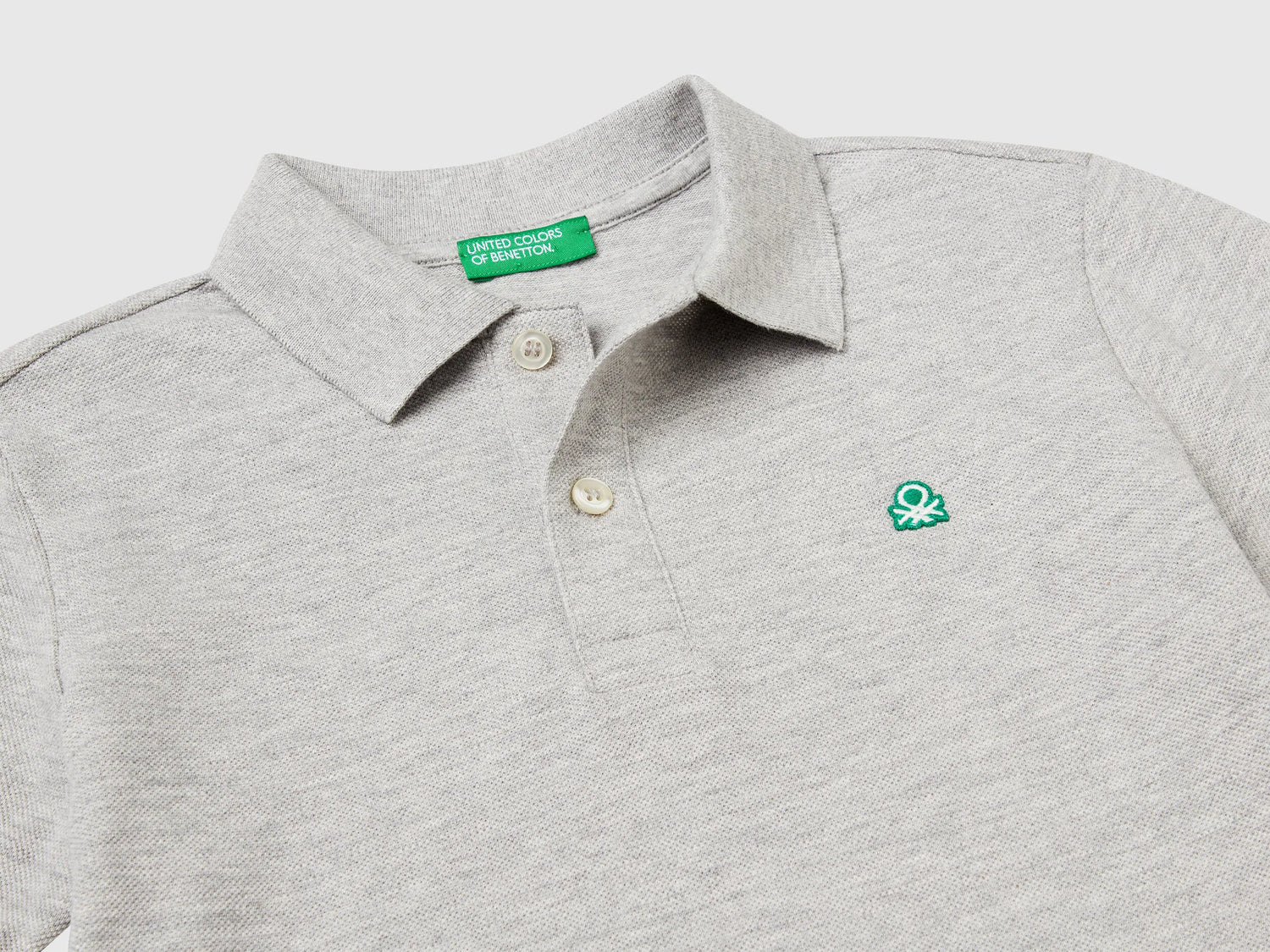 Benetton Light Gray Boys Slim Fit Polo in Pure Cotton SKU: 3089C300Q_501 Image 03