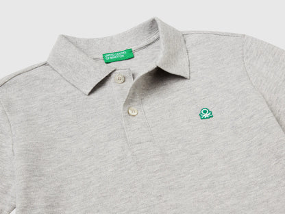 Benetton Light Gray Boys Slim Fit Polo in Pure Cotton SKU: 3089C300Q_501 Image 03