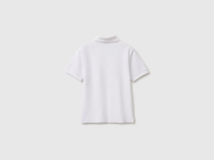 Benetton White Boys Short-Sleeved Polo Shirt in Organic Cotton SKU: 3089C302D_101 Image 02
