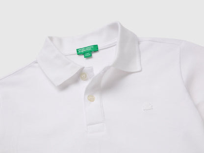 Benetton White Boys Short-Sleeved Polo Shirt in Organic Cotton SKU: 3089C302D_101 Image 03