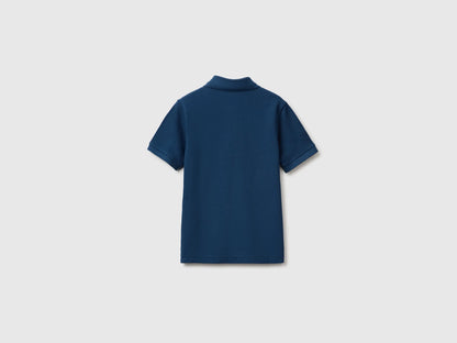Benetton Dark Blue Boys Short-Sleeved Polo Shirt in Organic Cotton SKU: 3089C302D_37T Image 02