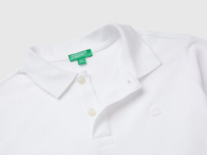 Benetton White Boys Long-Sleeved Polo Shirt in Organic Cotton SKU: 3089C302E_101 Image 03