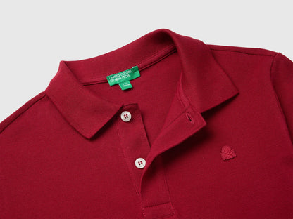 Benetton Burgundy Boys Long-Sleeved Polo Shirt in Organic Cotton SKU: 3089C302E_21C Image 03