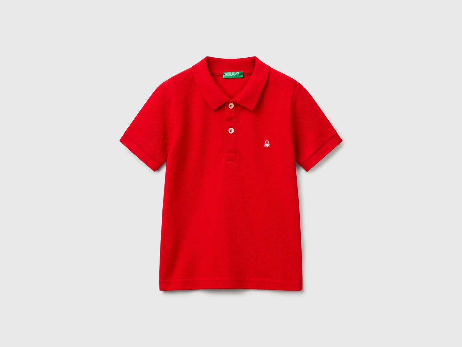 Benetton Red Boys Short Sleeve Polo in Pure Cotton SKU: 3089G3008_015 Image 01