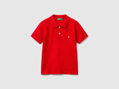 Benetton Red Boys Short Sleeve Polo in Pure Cotton SKU: 3089G3008_015 Image 01