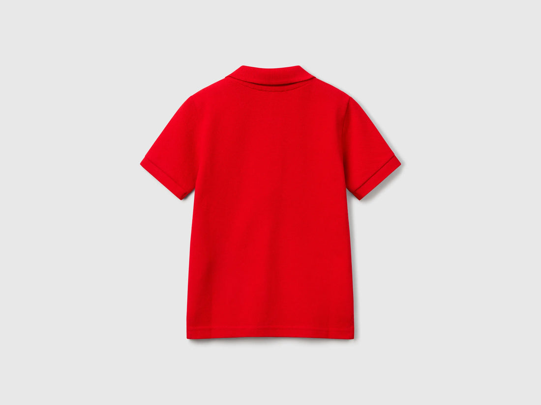 Benetton Red Boys Short Sleeve Polo in Pure Cotton SKU: 3089G3008_015 Image 02