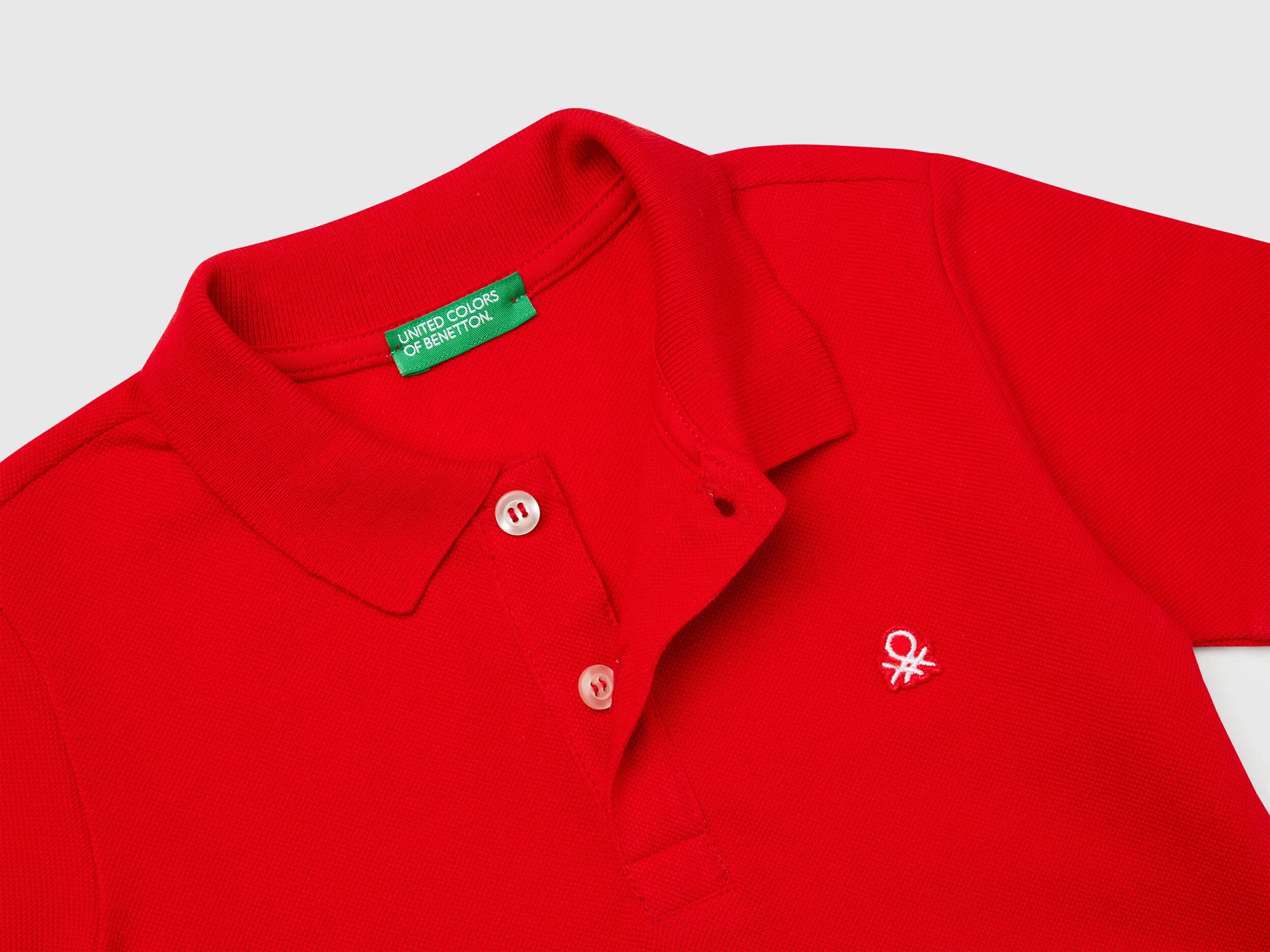 Benetton Red Boys Short Sleeve Polo in Pure Cotton SKU: 3089G3008_015 Image 03
