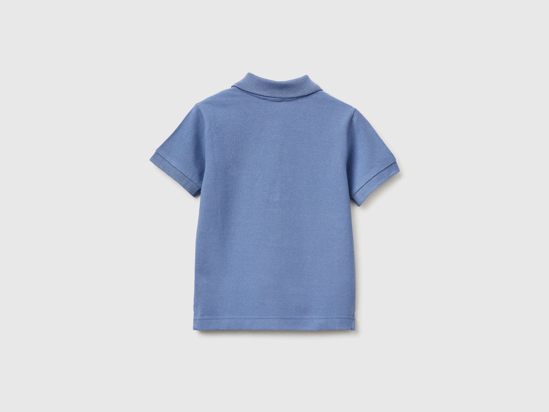 Benetton Light Blue Boys Short-Sleeved Polo in Pure Cotton SKU: 3089G3008_05N Image 02