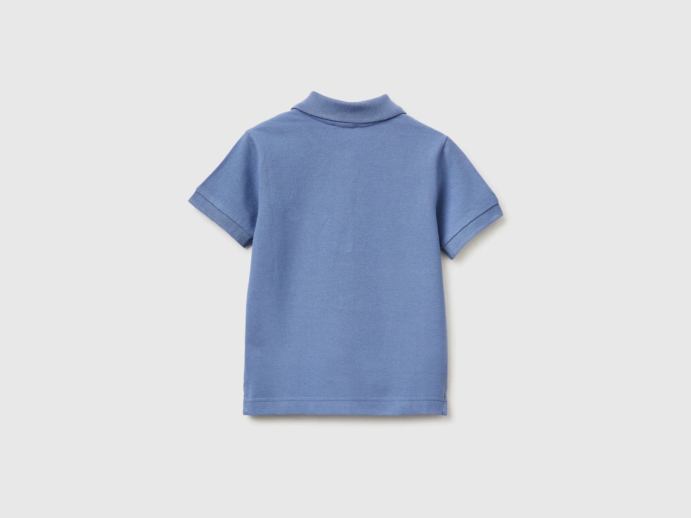 Benetton Light Blue Boys Short-Sleeved Polo in Pure Cotton SKU: 3089G3008_05N Image 02