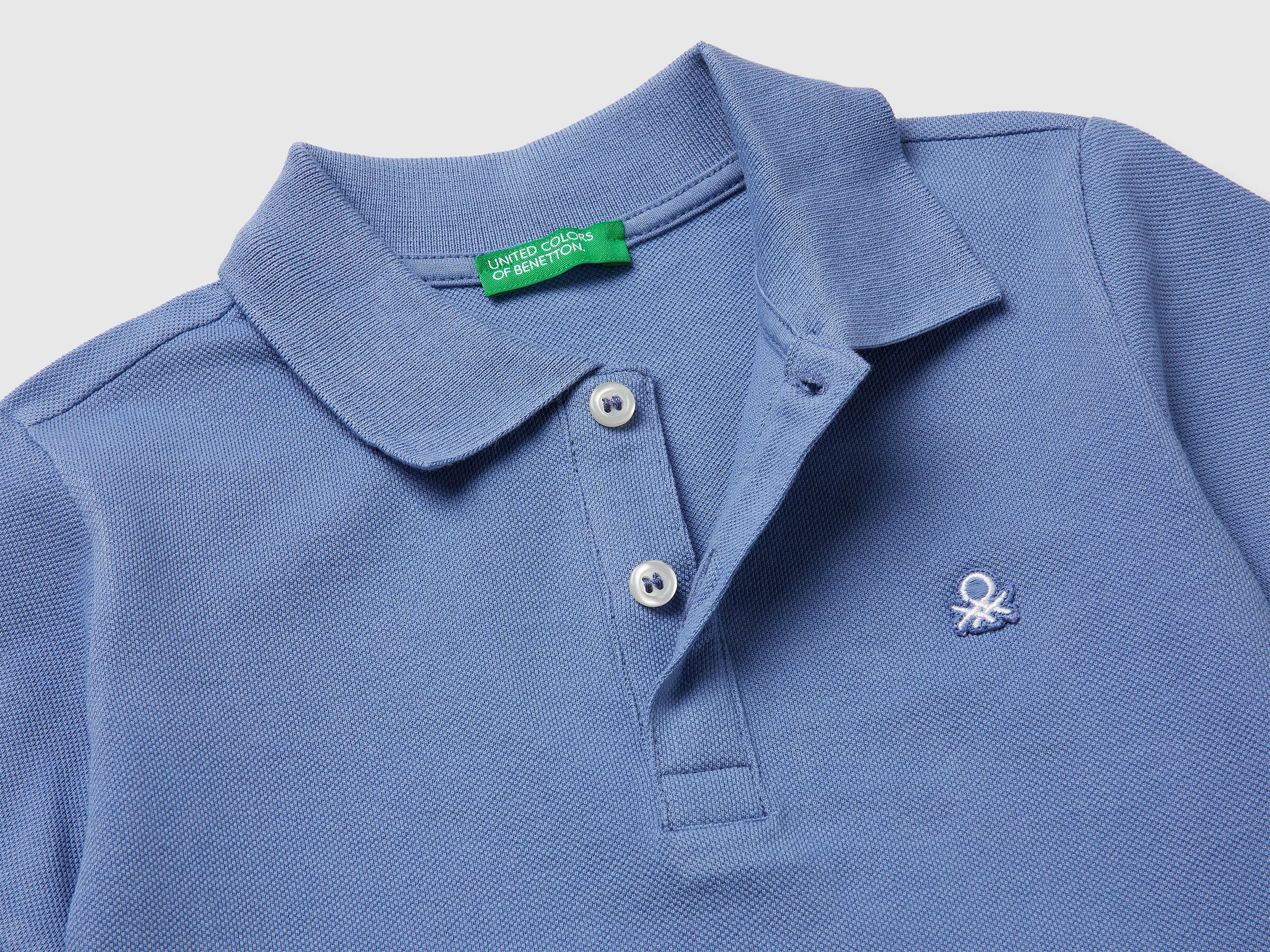 Benetton Light Blue Boys Short-Sleeved Polo in Pure Cotton SKU: 3089G3008_05N Image 03
