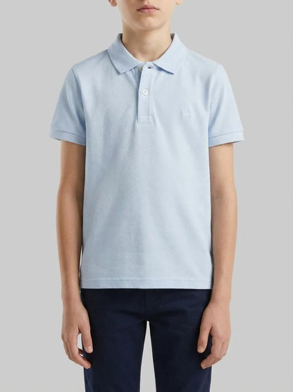Benetton Sky Blue Boys Short Sleeve Polo in Pure Cotton SKU: 3089G3008_081 Image 00