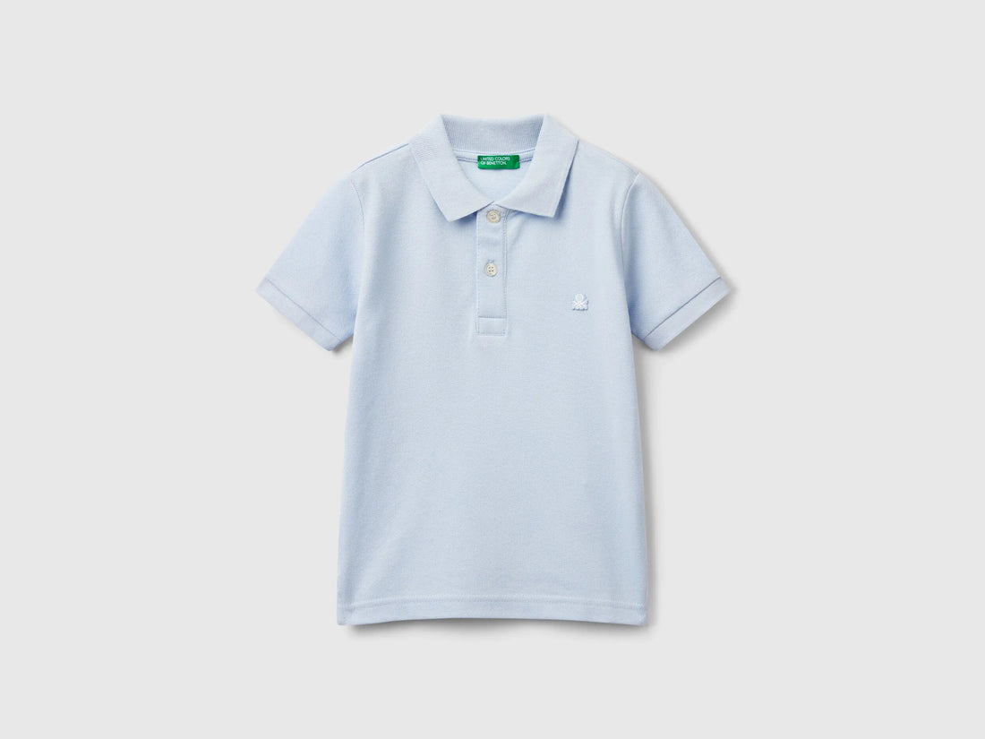 Benetton Sky Blue Boys Short Sleeve Polo in Pure Cotton SKU: 3089G3008_081 Image 01